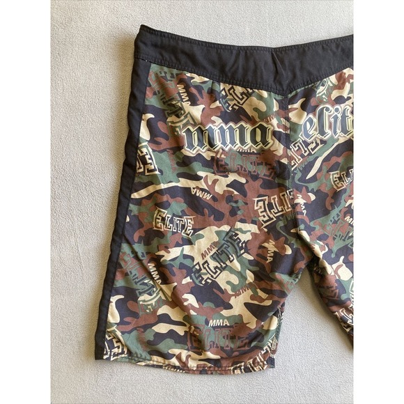 MMA Elite Black Camo Shorts Sz 2XL XXL Hook and Loop Drawstring Boxing Fighting - Picture 9 of 13